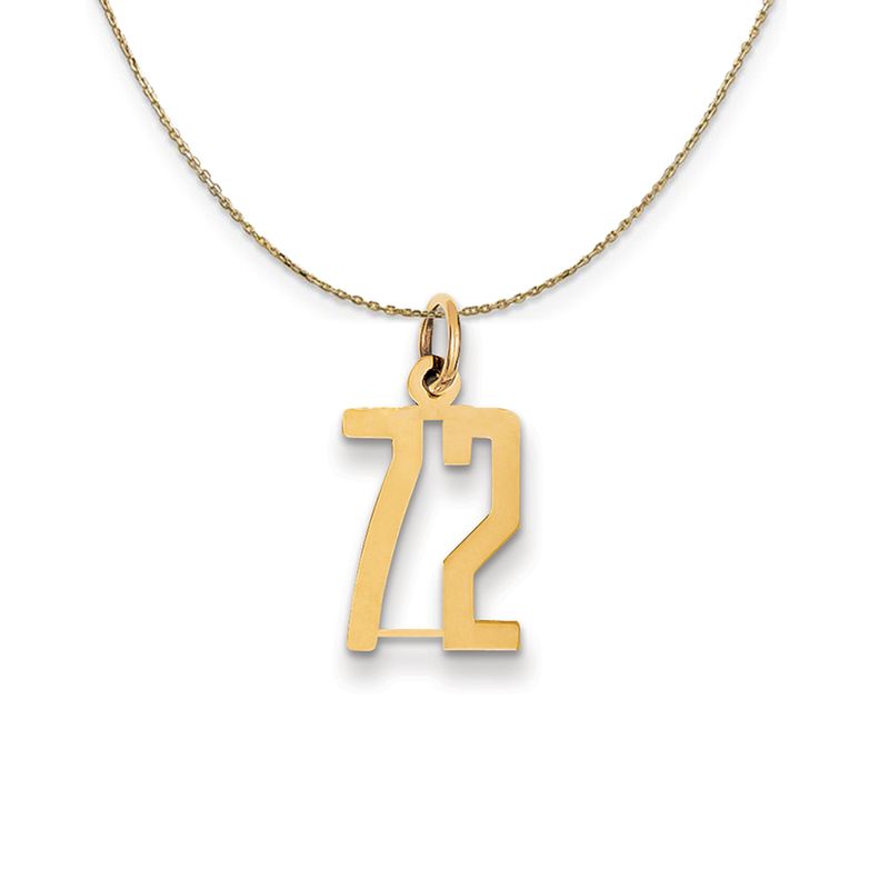 14k Yellow Gold, Alumni Small Elongated Number 72 Necklace - 18 Inch